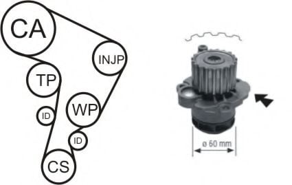 WPK-177701 Cooling System Water Pump & Timing Belt Kit