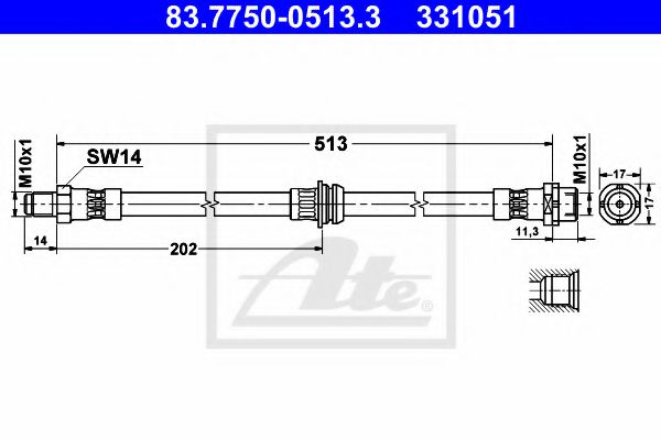 83.7750-0513.3 Brake System Brake Hose
