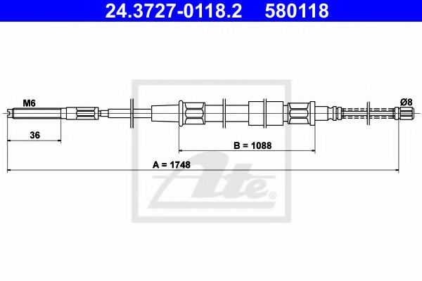 24.3727-0118.2 Brake System Cable, parking brake