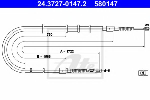 24.3727-0147.2 Brake System Cable, parking brake