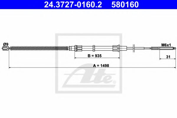 24.3727-0160.2 Brake System Cable, parking brake