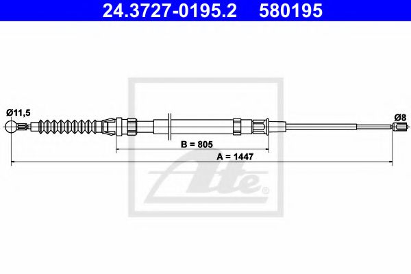 24.3727-0195.2 Brake System Cable, parking brake