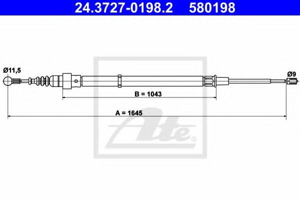 24.3727-0198.2 Brake System Cable, parking brake