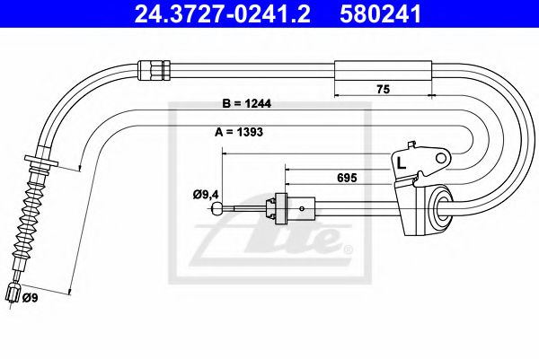 24.3727-0241.2 Brake System Cable, parking brake