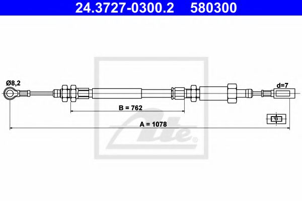 24.3727-0300.2 Brake System Cable, parking brake