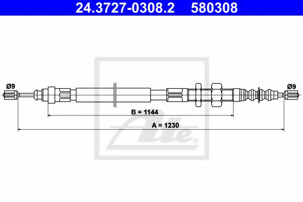 24.3727-0308.2 Brake System Cable, parking brake
