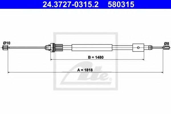 24.3727-0315.2 Brake System Cable, parking brake