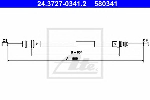 24.3727-0341.2 Brake System Cable, parking brake