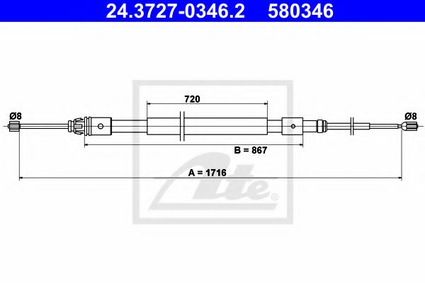 24.3727-0346.2 Brake System Cable, parking brake