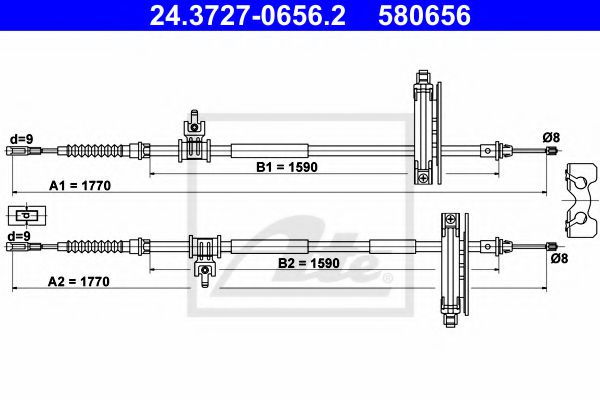 24.3727-0656.2 Brake System Cable, parking brake