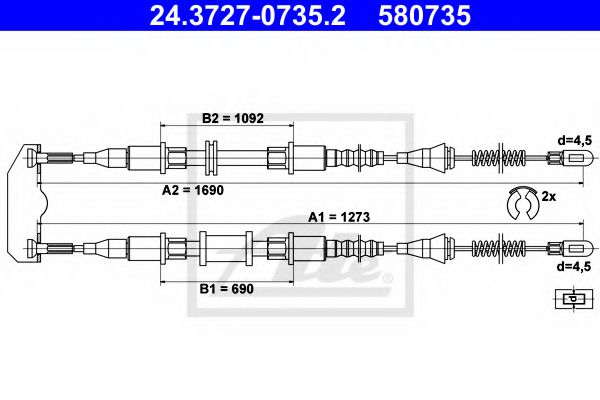 24.3727-0735.2 Brake System Cable, parking brake