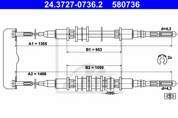 24.3727-0736.2 Brake System Cable, parking brake