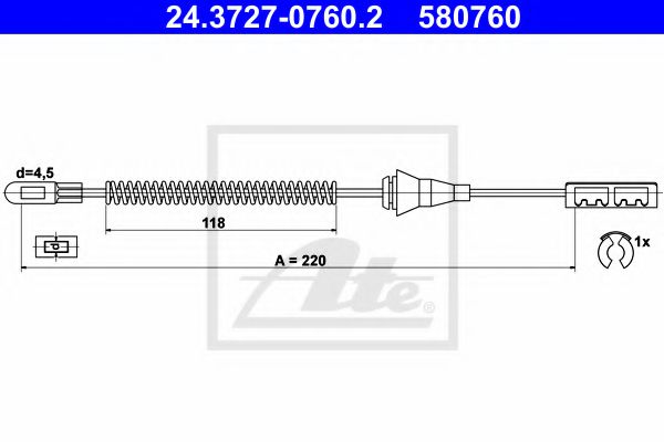 24.3727-0760.2 Brake System Cable, parking brake