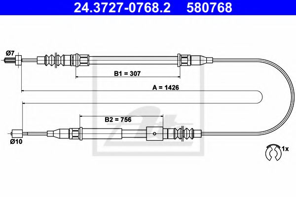 24.3727-0768.2 Brake System Cable, parking brake