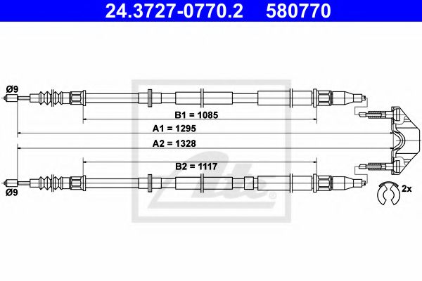 24.3727-0770.2 Brake System Cable, parking brake