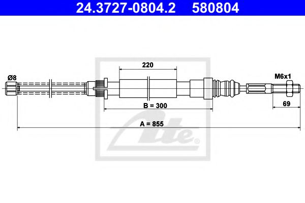 24.3727-0804.2 Brake System Cable, parking brake