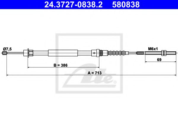 24.3727-0838.2 Brake System Cable, parking brake
