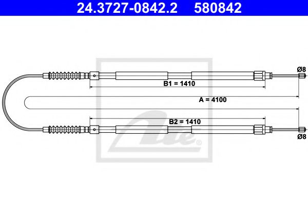 24.3727-0842.2 Brake System Cable, parking brake