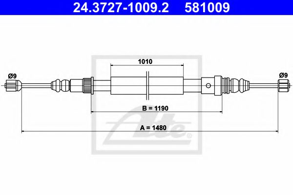24.3727-1009.2 Brake System Cable, parking brake