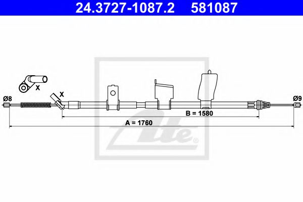 24.3727-1087.2 Brake System Cable, parking brake