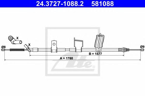 24.3727-1088.2 Brake System Cable, parking brake