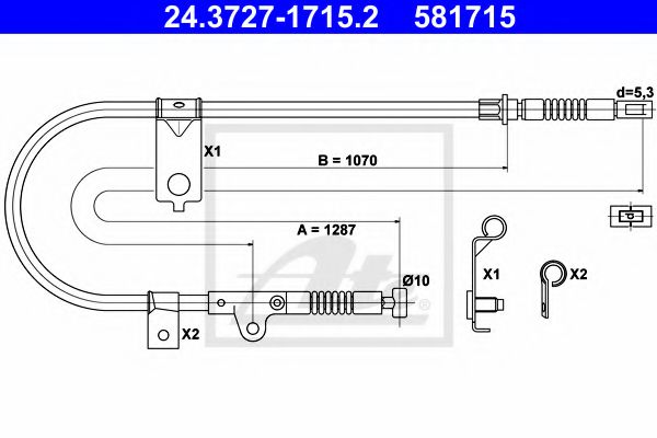 24.3727-1715.2 Brake System Cable, parking brake