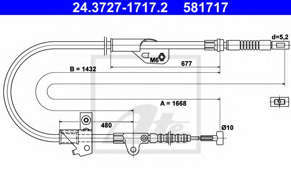 24.3727-1717.2 Brake System Cable, parking brake