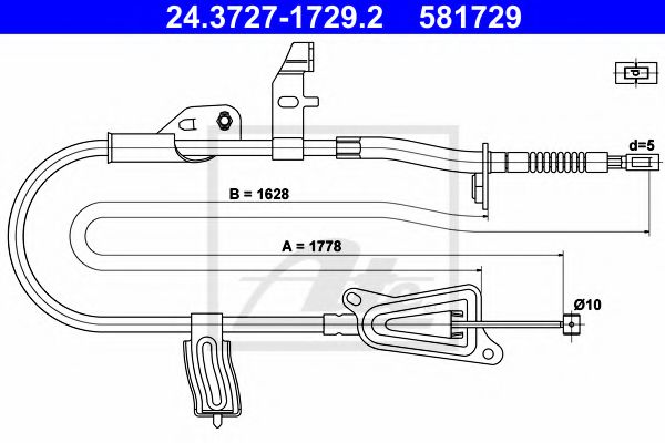 24.3727-1729.2 Brake System Cable, parking brake