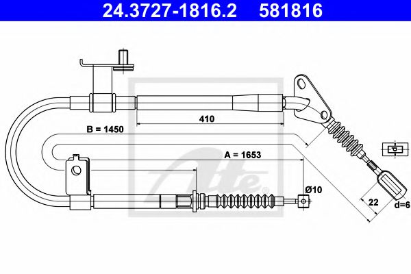 24.3727-1816.2 Brake System Cable, parking brake