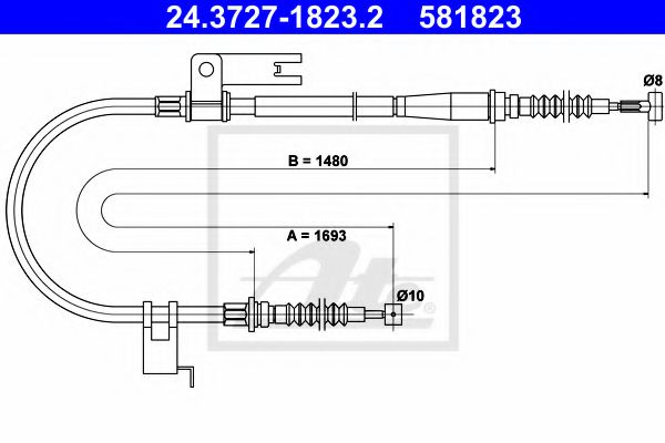24.3727-1823.2 Brake System Cable, parking brake