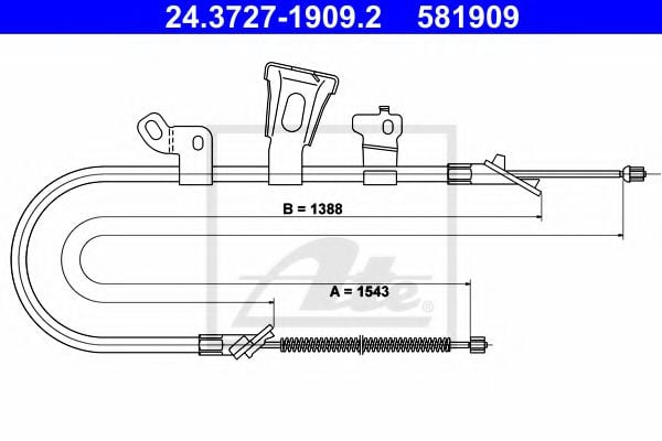 24.3727-1909.2 Brake System Cable, parking brake