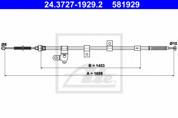 24.3727-1929.2 Brake System Cable, parking brake