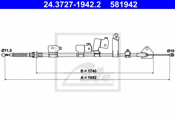24.3727-1942.2 Brake System Cable, parking brake