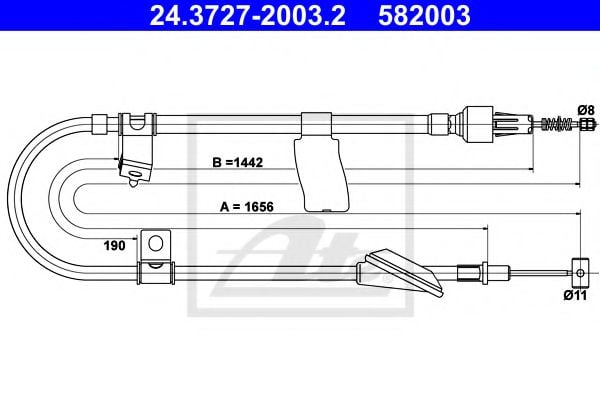 24.3727-2003.2 Brake System Cable, parking brake