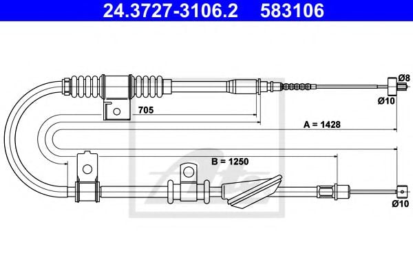 24.3727-3106.2 Brake System Cable, parking brake