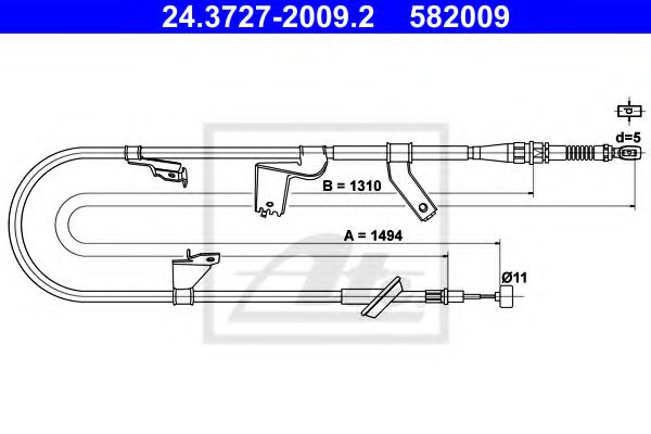24.3727-2009.2 Brake System Cable, parking brake