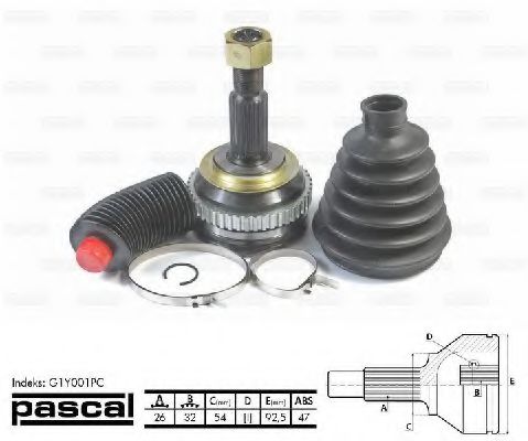 G1Y001PC Final Drive Joint Kit, drive shaft