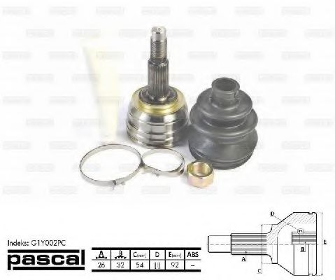 G1Y002PC Final Drive Joint Kit, drive shaft