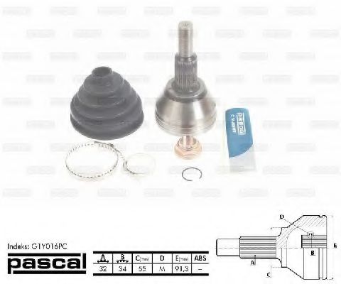 G1Y016PC Final Drive Joint Kit, drive shaft