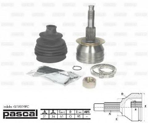 G1Y019PC Final Drive Joint Kit, drive shaft